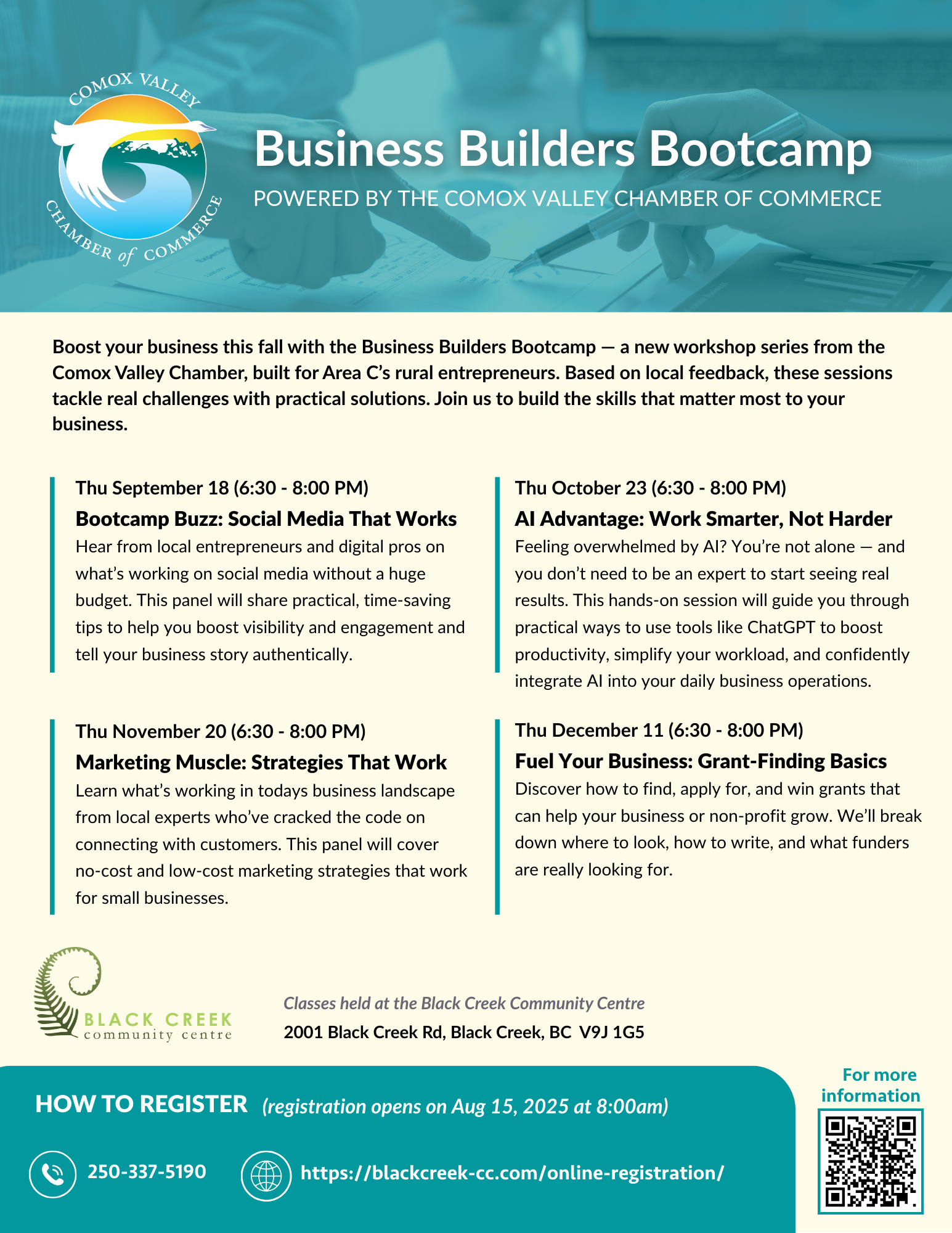 Business Builder Bootcamp classes Fall 2025 at Black Creek Community Centre